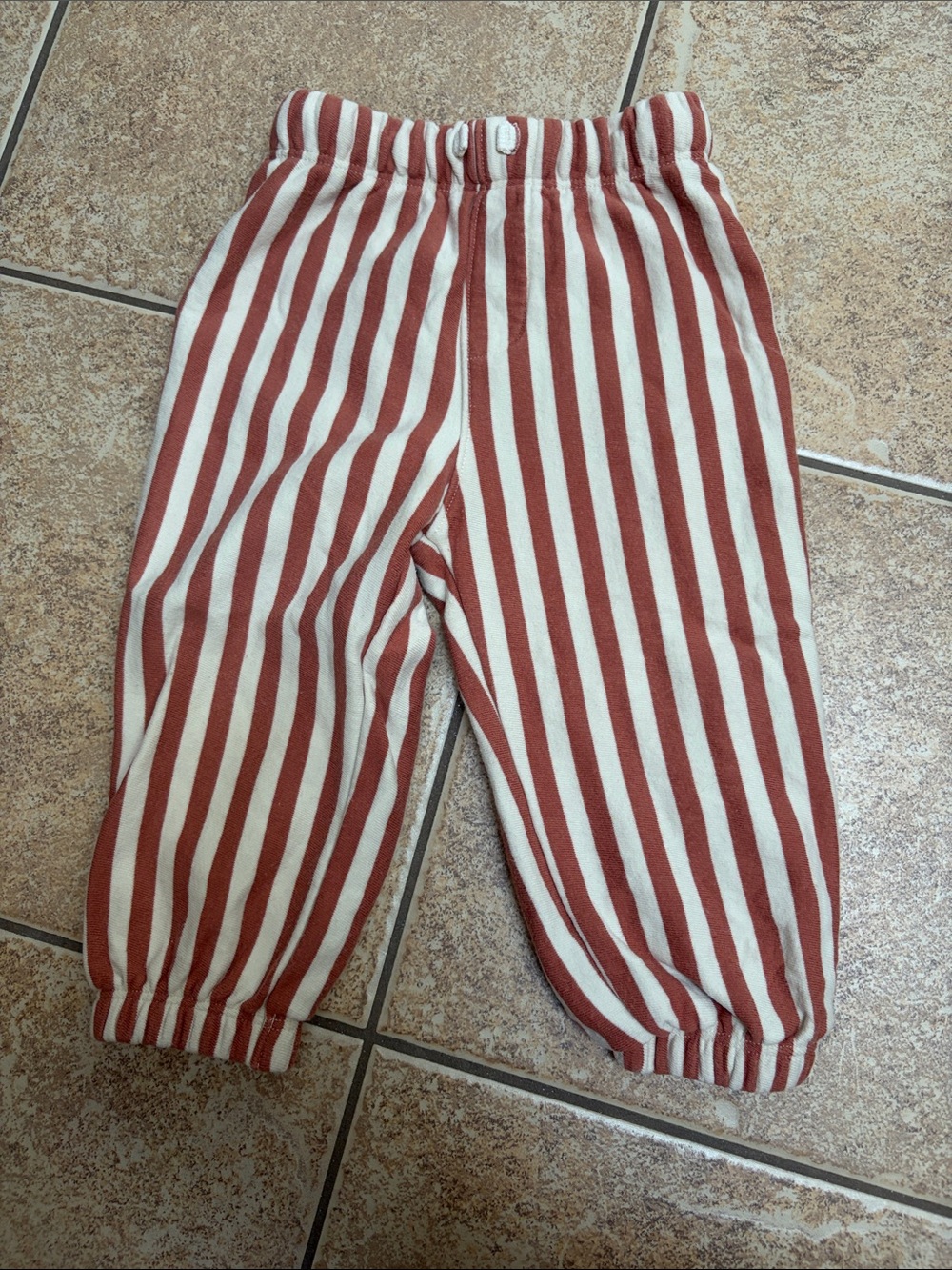 Rylee & Cru 12-18 Month Kids Striped Elastic-Waist Pants in Rust and Cream